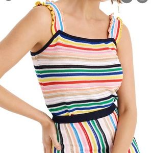 J. Crew Rainbow Stripe Ruffle Strap Tank